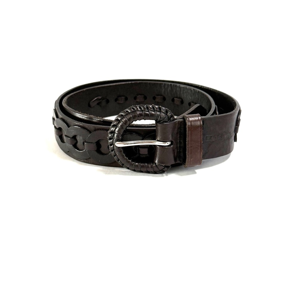 Vintage Lauren Ralph Lauren Womens Southwestern Black Leather Disc Belt Size M